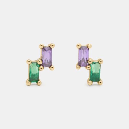 Kate Spade Outlet You're A Gem Double Baguette Studs - Preorder — Green Multi