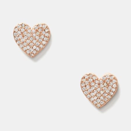 Kate Spade Outlet Yours Truly Pave Heart Studs - Preorder — Clear/Rose Gold