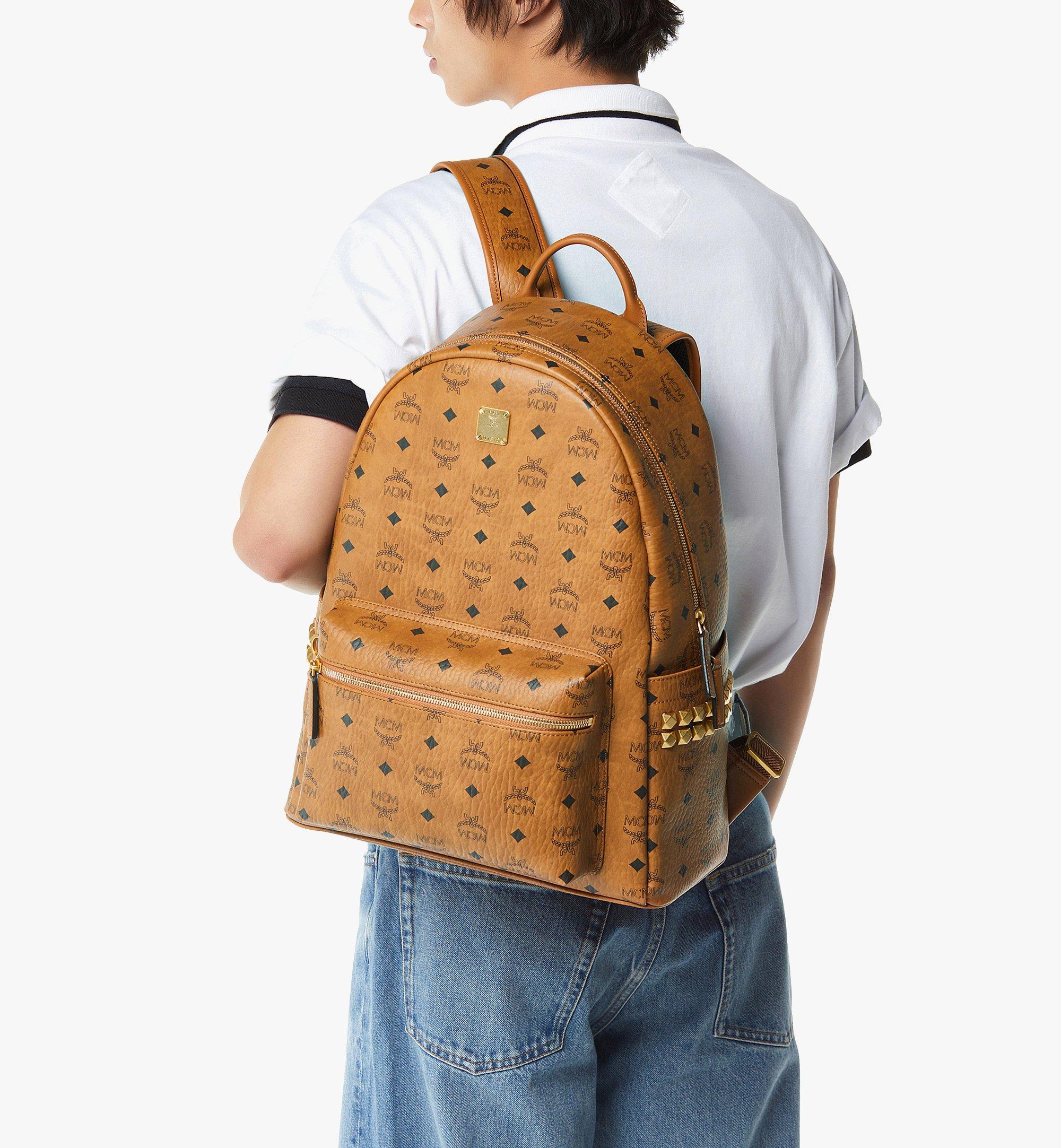 MCM Medium Stark Side Studs Backpack in Cognac Visetos Malaysia