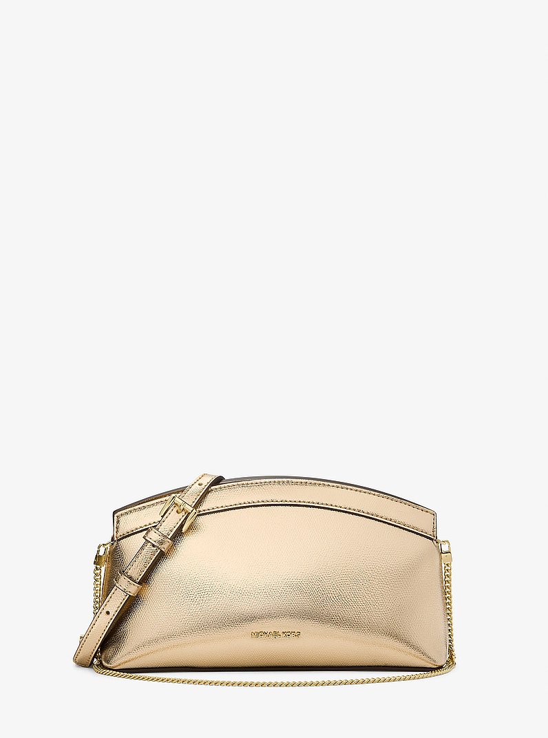 Michael Kors Athena Small Metallic Leather Convertible Clutch Pale Gold 30S6G13C5M 2026