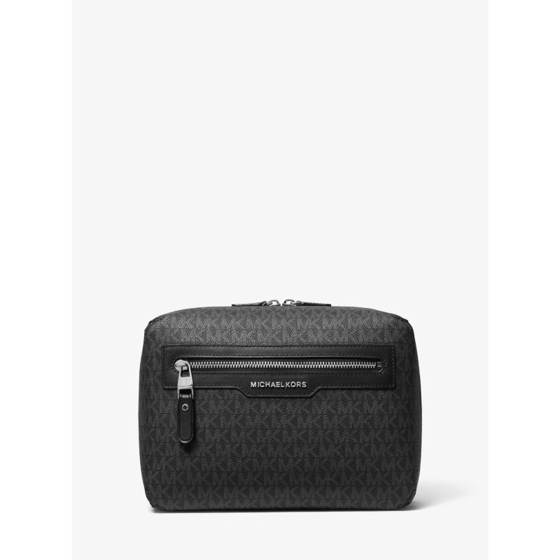 Michael Kors Hudson Leather Travel Kit Black specific men toiletry bag 2026