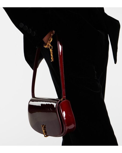 Saint Laurent Mini Voltaire patent leather shoulder bag 2026