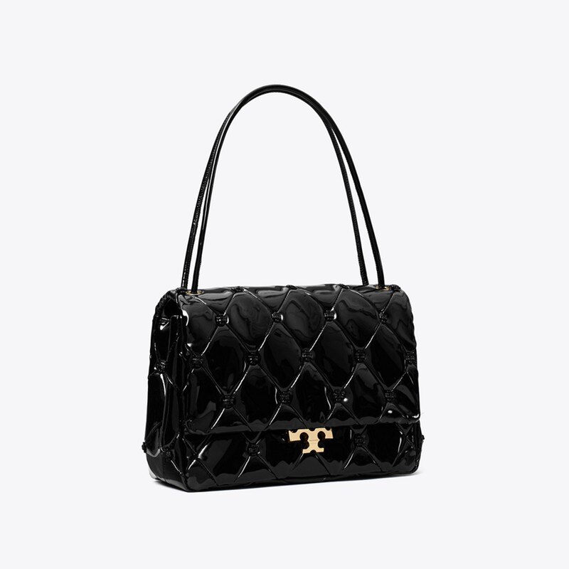 Tory Burch Kira Chevron Convertible Shoulder Bag 90446 black Napa leather
